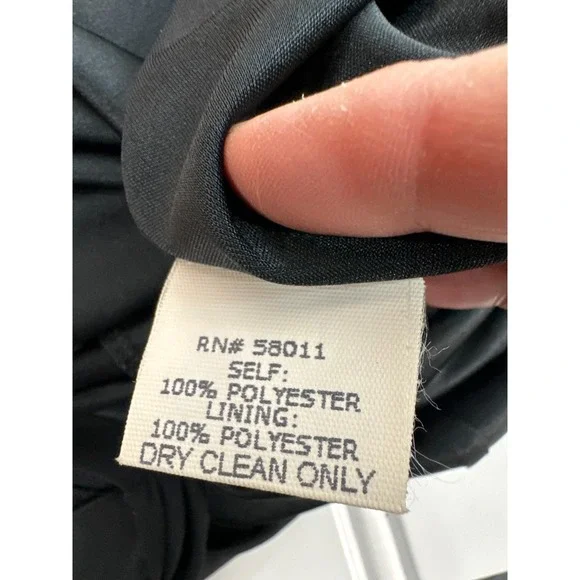 David Meister Black Ruched Cocktail Dress Size 10 Asymmetrical Neckline LBD - Picture 9 of 12